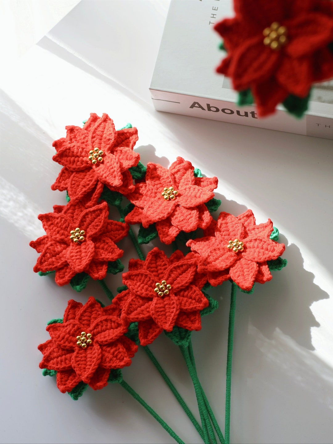 Crochet Christmas Flower, Crochet Poinsettia, Hand Made, Personalized