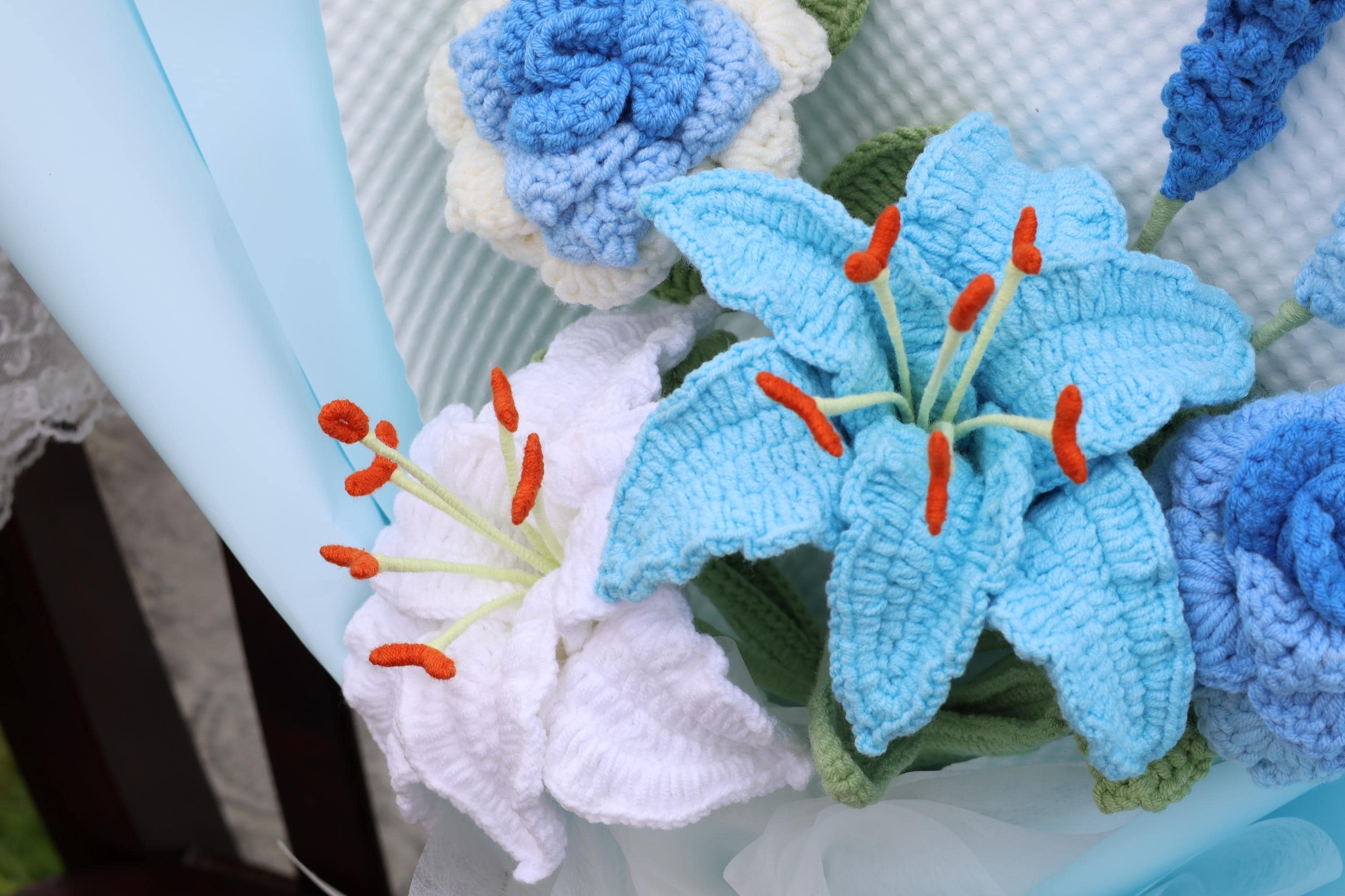 Handmade Crochet Purple Lily Flower Doll With Appreciation Card - Thank You Gift For Women, Teachers, Nurses
