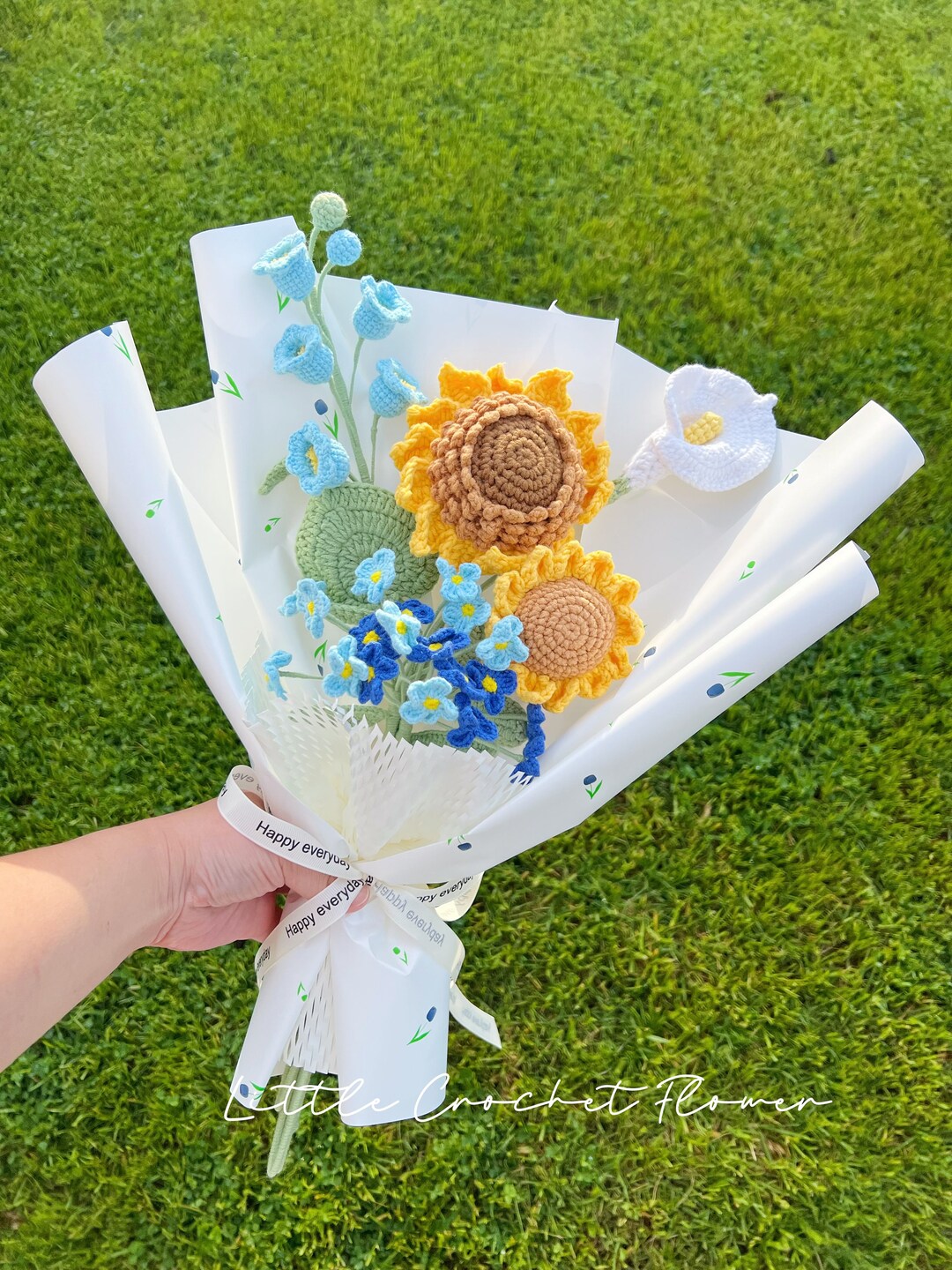 Crochet Flower Bouquet, Hand Made, Personalized Gift for Mother's Day