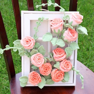 Crochet rose wall art decor, handmade wall decor, personalized gift for mom, home decor, gift for her, housewarming gift, flower poster
