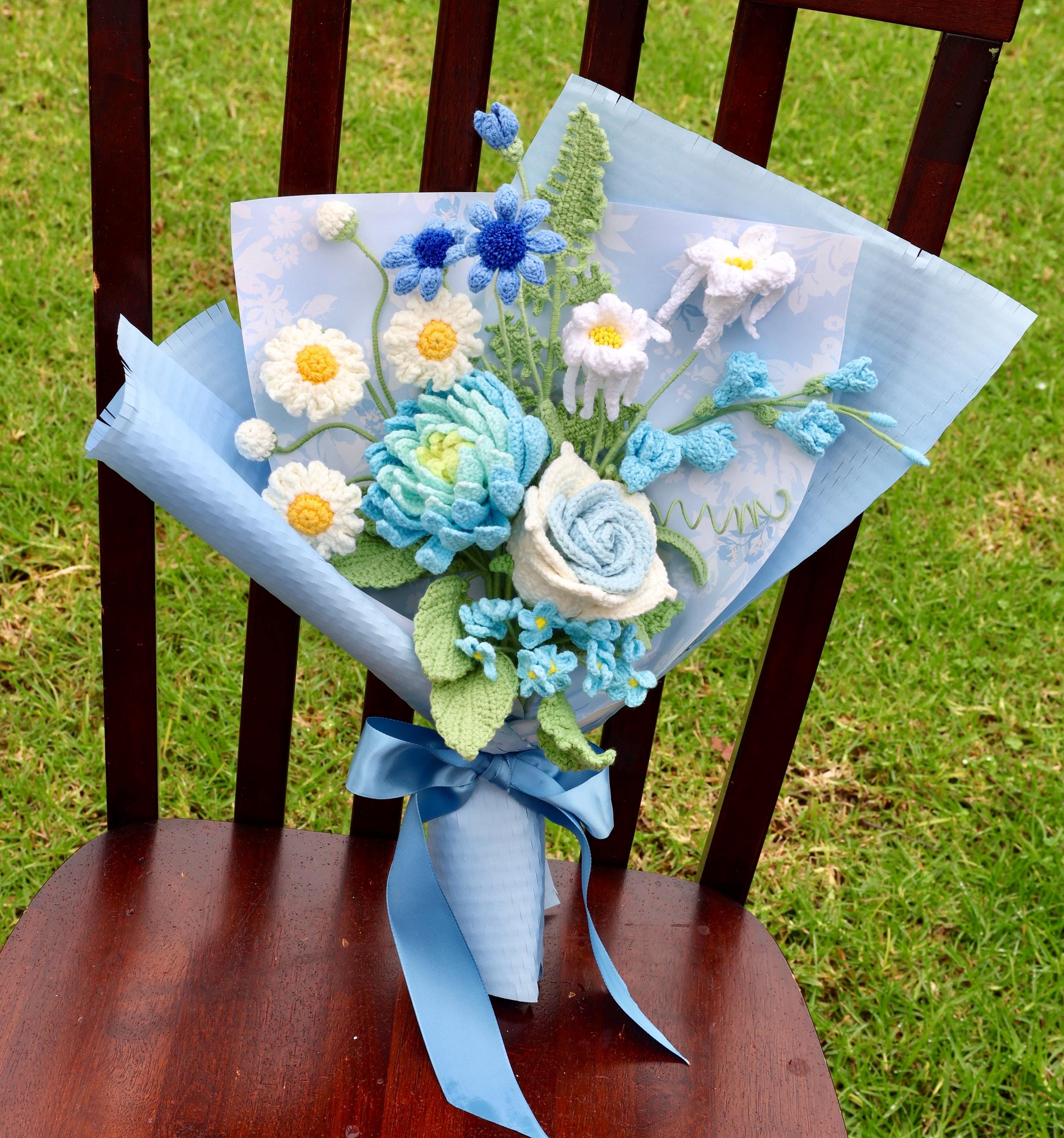 Crochet Dahlia Bouquet, Hand Made, Personalized Gift for Girl
