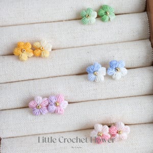 Micro Crochet Flower Stud Earrings Tiny Handmade Floral Jewelry Dainty Spring Gift for Her Pastel Bloom Earrings Gift Box Included