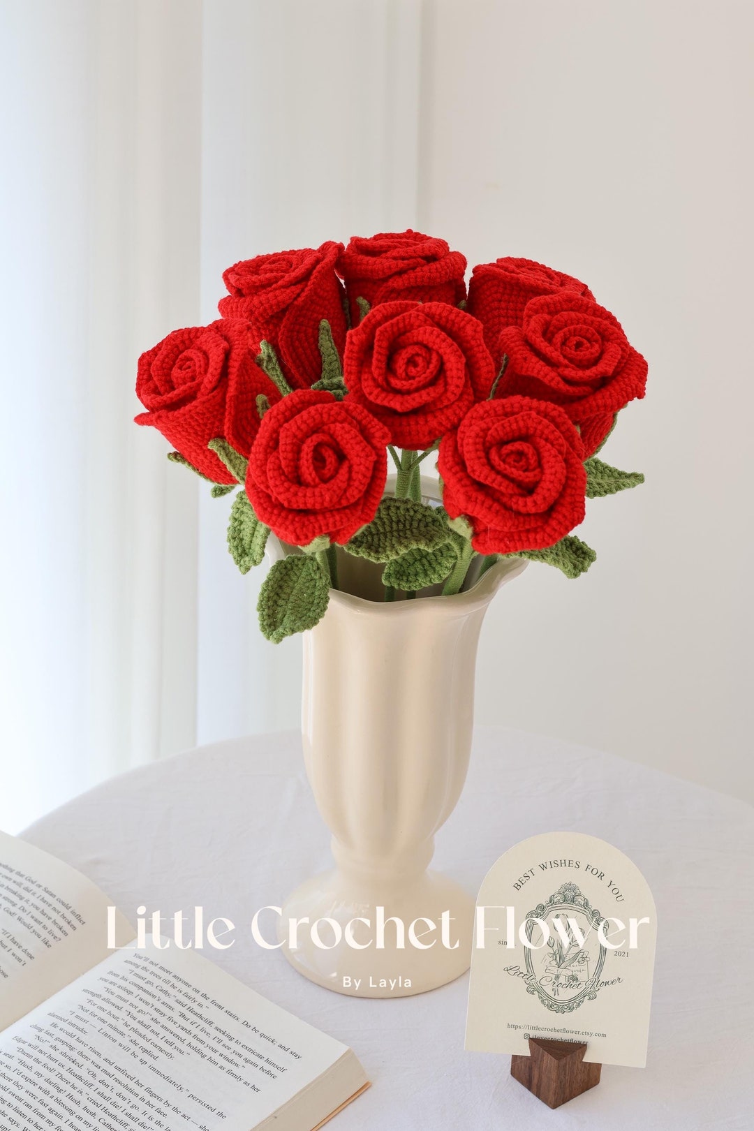 Crochet Red Rose Pink Rose, Handmade Rose, Personalized Gift for