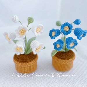 Crochet Flowers in Pot Artificial Lily of the Valley Flowers Knitted ...
