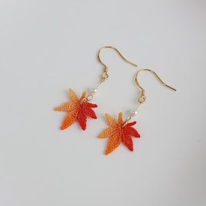 Boucles D'oreilles Perle Et Feuille - Fait Main, Tons Marron, Dormeuses