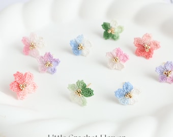 Micro Crochet Flower Stud Earrings Handmade 4 Petal Lace Floral Earrings Dainty Gift for Her Spring Jewelry Comes in Gift Box