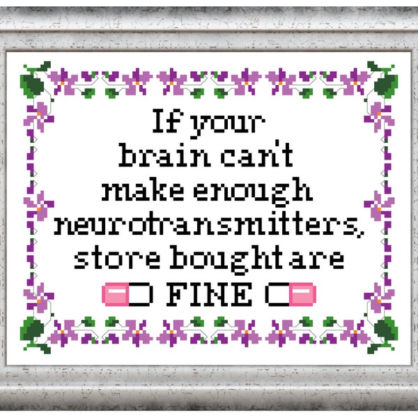 Neurotransmitters cross stitch pattern PDF download