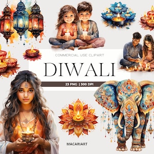 Diwali Clipart Festival Of Lights Feliz Diwali Aquarela Clipart Diwali Lanternas Festivas Diwali Pacote de Gráficos Pacote Digital Download