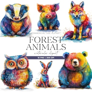 Woodland Animals Watercolor Clipart Forest Animals Clipart Cute Woodland Animals Fox Png Wild Animals Commercial Use Clipart Transparent