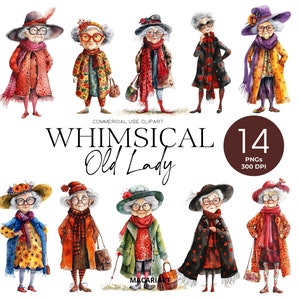 Lunatique vieille dame Clipart femme originale drôle vieilles dames Clipart vieille femme graphiques PNG Funny Cartoon grand-mère téléchargement numérique femme PNG