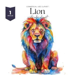 Watercolor Lion Clipart Lion Cut File Safari Animal Clipart Instant Digital Download Printable Watercolor Clipart Card Making Paper Crafts