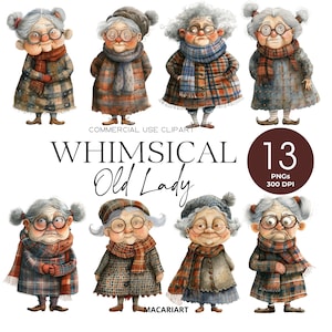 Caprichosa anciana clipart peculiar mujer divertida ancianas clipart anciana gráficos PNG divertidos dibujos animados abuela descarga digital mujer PNG