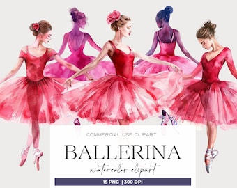 Clipart de bailarina em aquarela, bailarinas dançando de tutu, clipart de meninas, balé PNG, clipart de bailarina rosa, clipart de menina dançarina de balé para aniversário.