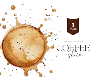 Mancha de café Clipart acuarela café anillo espresso café salpicaduras cafeína salpicaduras PNG bebida clipart descarga instantánea uso comercial
