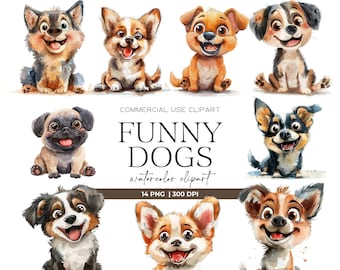 Cute Dogs Clipart Dog Breeds Png Puppy Clipart Cartoon Dog Bundle Cute Crossbreed Breeds Puppies Png Digital Download Dog Sublimation Design