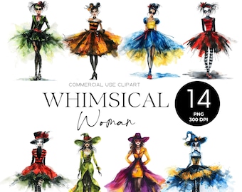 Whimsical Women Clipart Funny Girl Picture Png Quirky Woman Cute Lady Fashion Illustration Fashion Clipart Feminist Clipart Digital Download