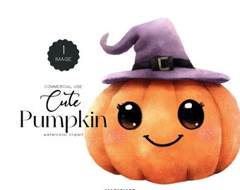 Cute Halloween Pumpkin Clipart Watercolor Fall Clipart Cute Pumpkin Png Halloween Autumn Thanksgiving Clipart Spooky Halloween Junk Journal