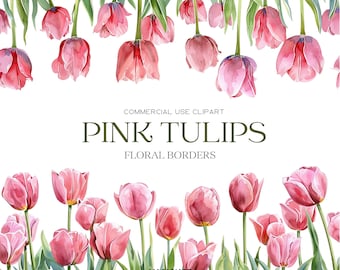 Pink Tulips Clipart Watercolor Spring Flowers Tulip Png Watercolor Flower Clipart Pink Spring Floral Clipart Wedding Invite Commercial Use