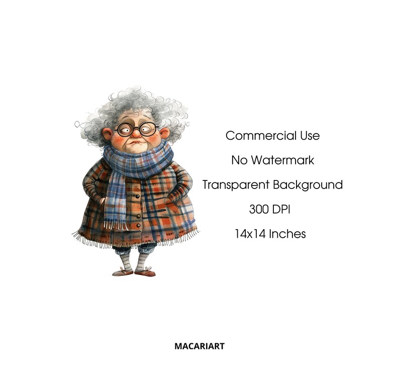 Whimsical Old Lady Clipart Quirky Woman Funny Old Ladies Clipart Old ...