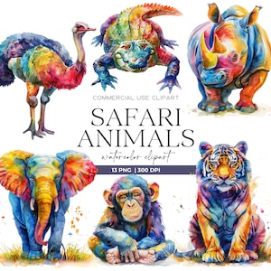 Watercolor Safari Animals Clipart Cute Animals Png Jungle Clipart Safari Animals Png Lion Clipart Watercolor Safari Png Instant Download