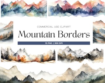 Watercolor Mountain Clipart Png Forest Landscape Mountain Border Nature Clipart Mountain Landscape Png Watercolor Forest Clipart Card Making