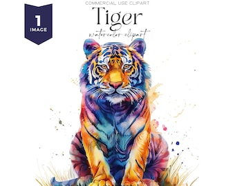 Watercolor Tiger Clipart Tiger Cut File Safari Animal Clipart Instant Digital Download Printable Watercolor Clipart Card Making Paper Crafts