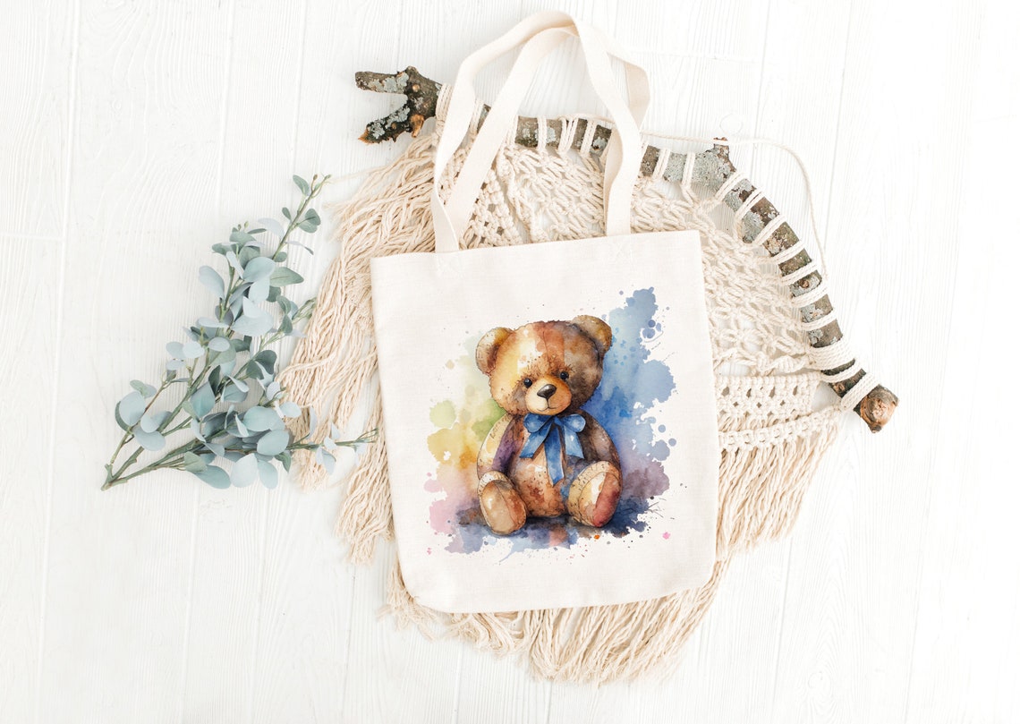 Teddy Bear Clipart Watercolor Bear Baby Shower Decor Watercolor Wall ...