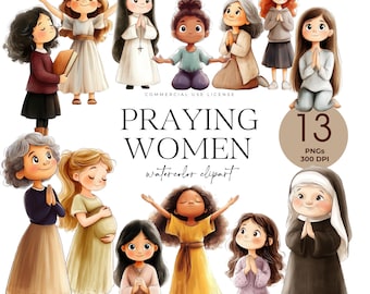 Praying Women Clipart, Women In Prayer, Praying Sisters, Faith Women Clipart, Bible Study, Church Ladies, Praying Girls, Christian Women