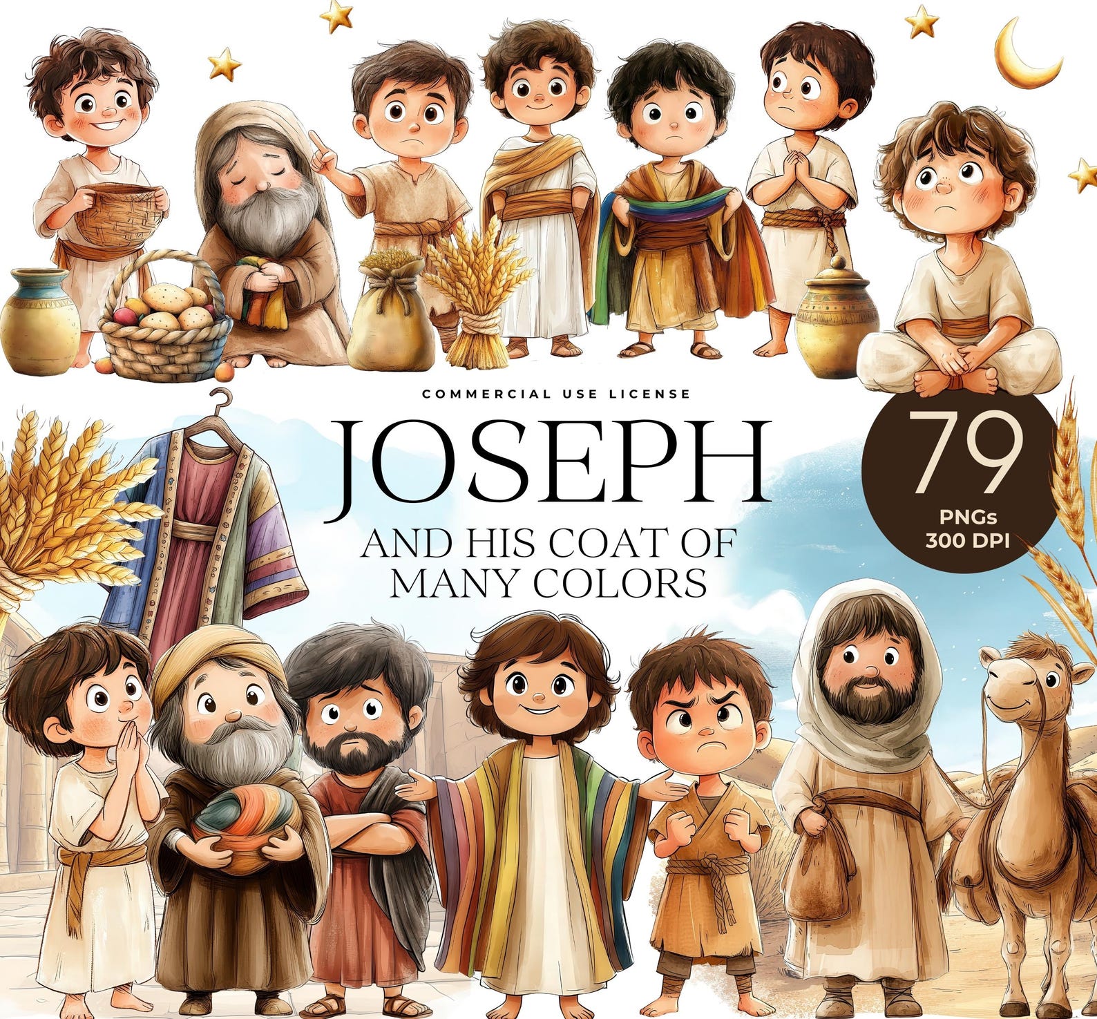 Joseph and His Coat of Many Colors Clipart, Joseph the Dreamer Bible ...