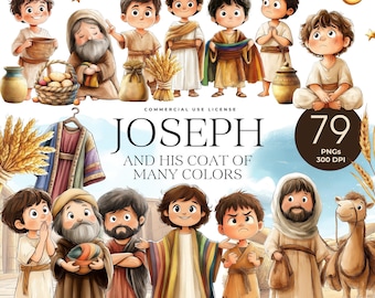 Joseph and His Coat of Many Colors Clipart, Joseph the Dreamer Bible Story, Rainbow Coat, Biblical People, Kids Bible Study