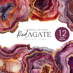 Bordi di agata rossa Clipart Glitter oro Bordo in marmo bordeaux Geode Clipart Invito a nozze Cornici in marmo rosso Sovrapposizioni Png di agata bordeaux