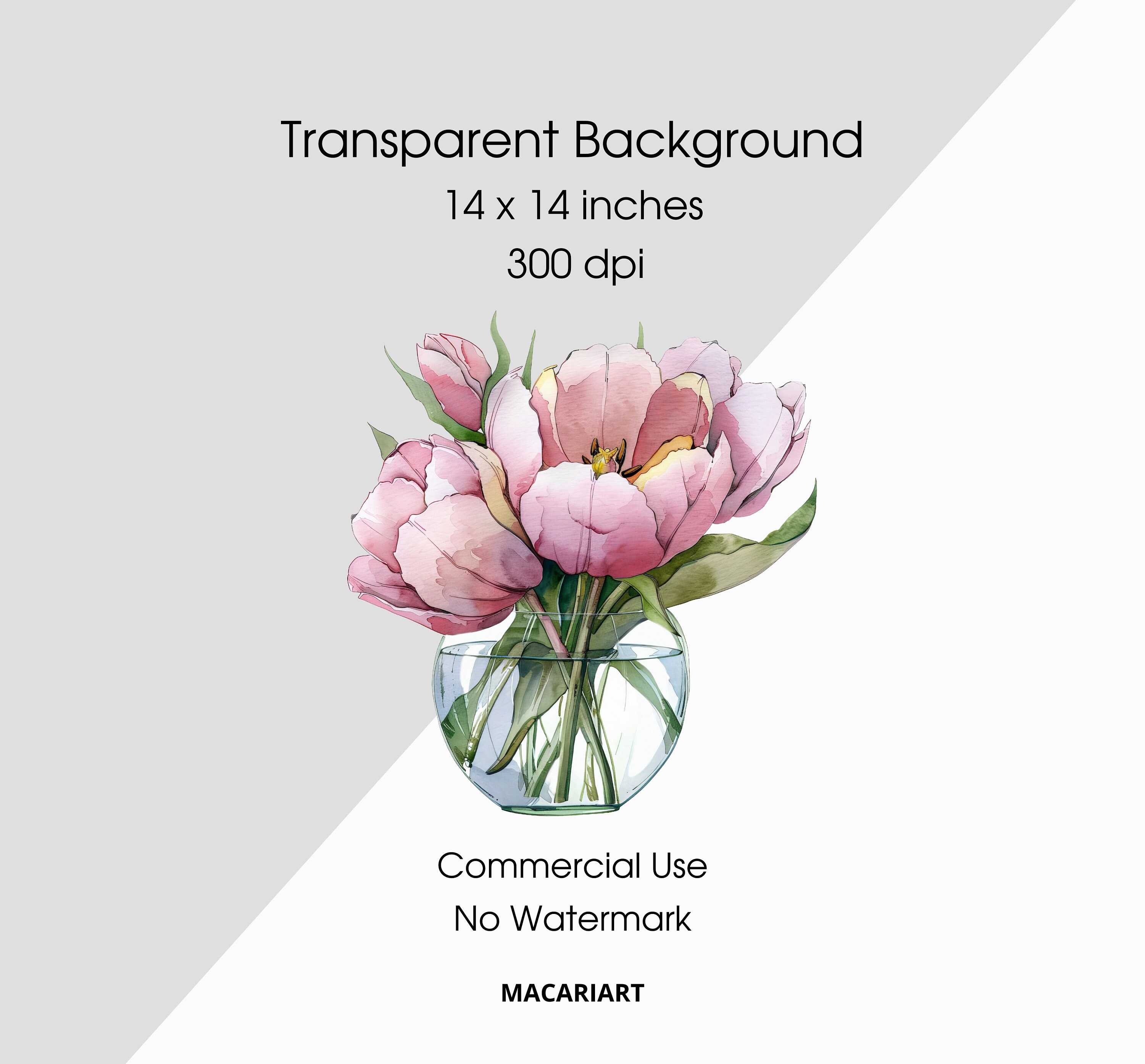 Watercolor Tulips Clipart spring Tulips Floral Clipart Watercolor ...
