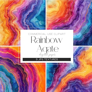 Rainbow Agate Slice Alcohol Ink Gemstone Slice Background Stone Textures Geode PNG Agate Texture With Gold Veins Luxury Digital Background