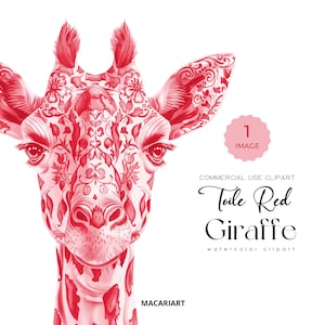 Toile rode giraf clipart aquarel chinoiserie toile de jouy jungle dieren safari toile rode clipart bloemen babyshower giraf, png PNGEgg
