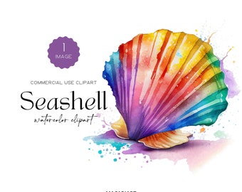 Acuarela Seashell Clipart Ocean Clipart Sea Beach Clipart Seashell Png Verano Clipart Descarga Instantánea Uso Comercial Clipart Náutico