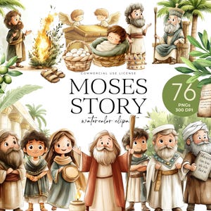 Clipart Moïse, Clipart Scènes bibliques, Clipart Ancien Testament, Clipart étude de la Bible pour enfants, Personnage biblique, Images de l'histoire de la Bible, Moïse mignon