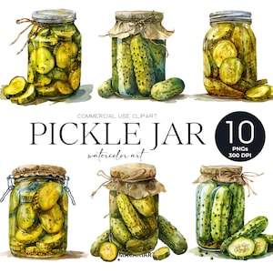 Pickle Jar Png acquerello conserva Clipart cibo Clipart inscatolamento etichetta sottaceti Clipart sottaceti amante Svg Download digitale uso commerciale