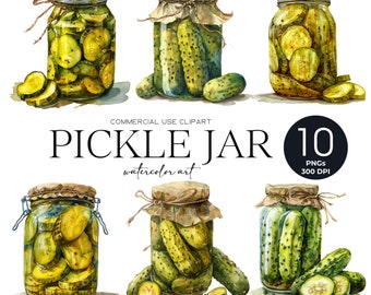 Pickle Jar Png Watercolor Preserves Clipart Food Clipart Canning Label Pickles Clipart Pickles Lover Svg Digital Download Commercial Use