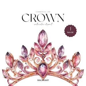 Crown Watercolor Clip Art Princess Tiara King Queen Prince Princess Crown Royal Baby Shower Transparent Png Commercial Use Gold Pink Blue