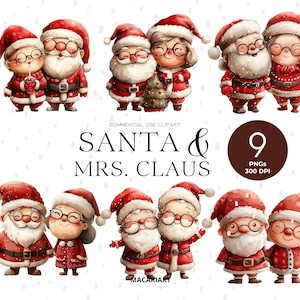 Santa y Sra. Claus Clipart Navidad Vacaciones Png Divertida Pareja de Ancianos Clipart Lindos Abuelos Alegre Abuela Feliz Jubilados Png