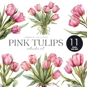 Aquarel tulpen clipart lentetulpen bloemen clipart aquarel bloem clipart roze tulp aquarel bloemen clipart PNG bruiloft uitnodiging