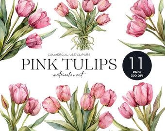 Watercolor Tulips Clipart Spring Tulips Floral Clipart Watercolor Flower Clipart Pink Tulip Watercolor Floral Clipart Png Wedding Invite