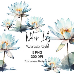 Aquarell Seerose Clipart Aquarell Blumen Lotus Wand-Dekor Aquarell Wand Kunst Sofortiger Download Clipart Bundle beliebte PNG Seerose
