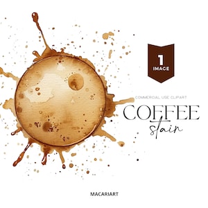 Coffee Stain Clipart Watercolor Coffee Ring Espresso Coffee Splashes Caffeine Splatters PNG Drink Clipart Instant Download Commercial Use