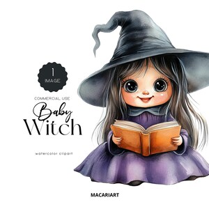Cute Witch Clipart Watercolor Halloween Clip Art Mystical Witches Png Pumpkin Autumn Fall October Halloween Decor Digital Download