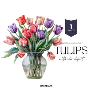 Watercolor Tulips In Vase Clipart Spring Tulips Floral Clipart Watercolor Flower Clipart Pink Tulip Watercolor Floral Clipart Png Wedding