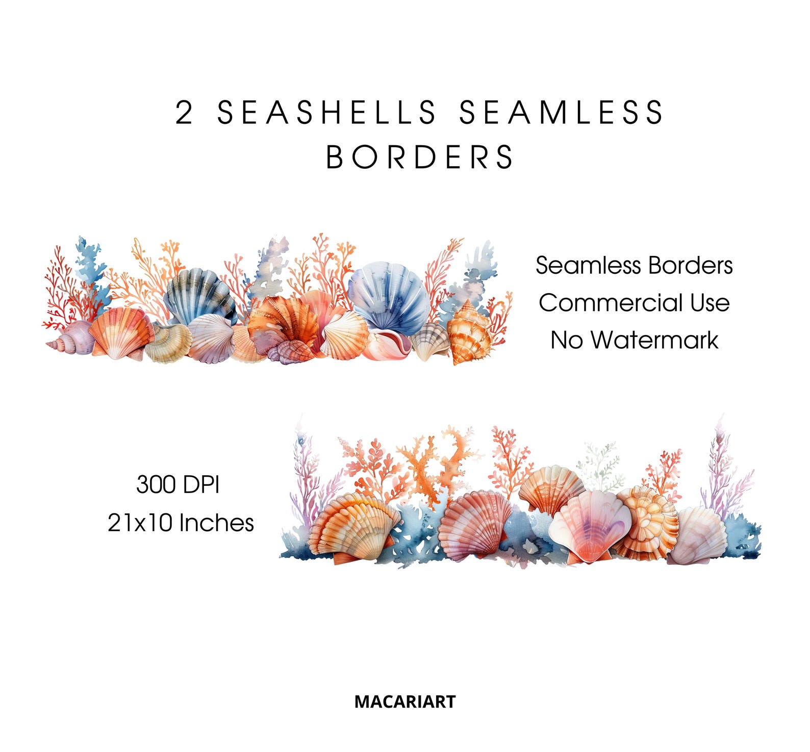 Sea Shell Bordered Design Seashell Border Clipart Sea Theme Border Ocean Decor for Card Making ...
