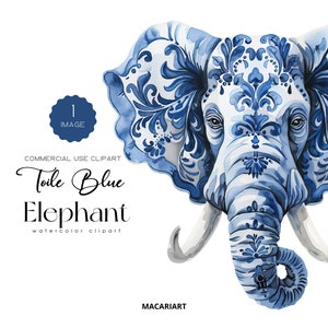 Toile blauwe olifant clipart aquarel chinoiserie toile de jouy jungle dieren safari toile blauwe clipart babyshower blauwe olifant png