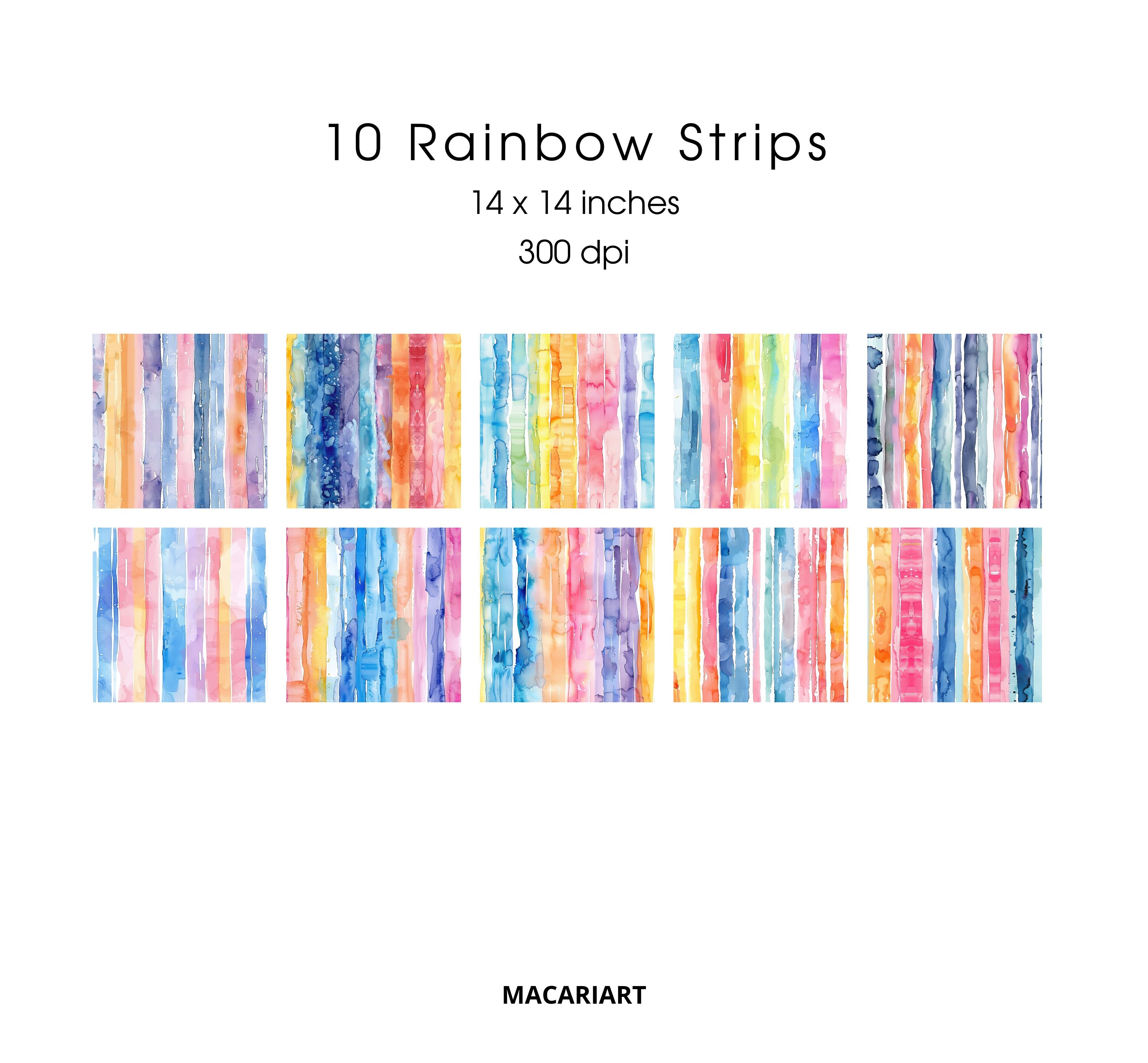 Watercolor Stripes Digital Paper Seamless Pattern Rainbow Pastel ...
