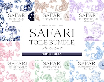 Safari Toile Clipart Watercolor Chinoiserie Jungle Animals Baby Shower Toile De Jouy Clip Art Commercial Use Png Digital Download